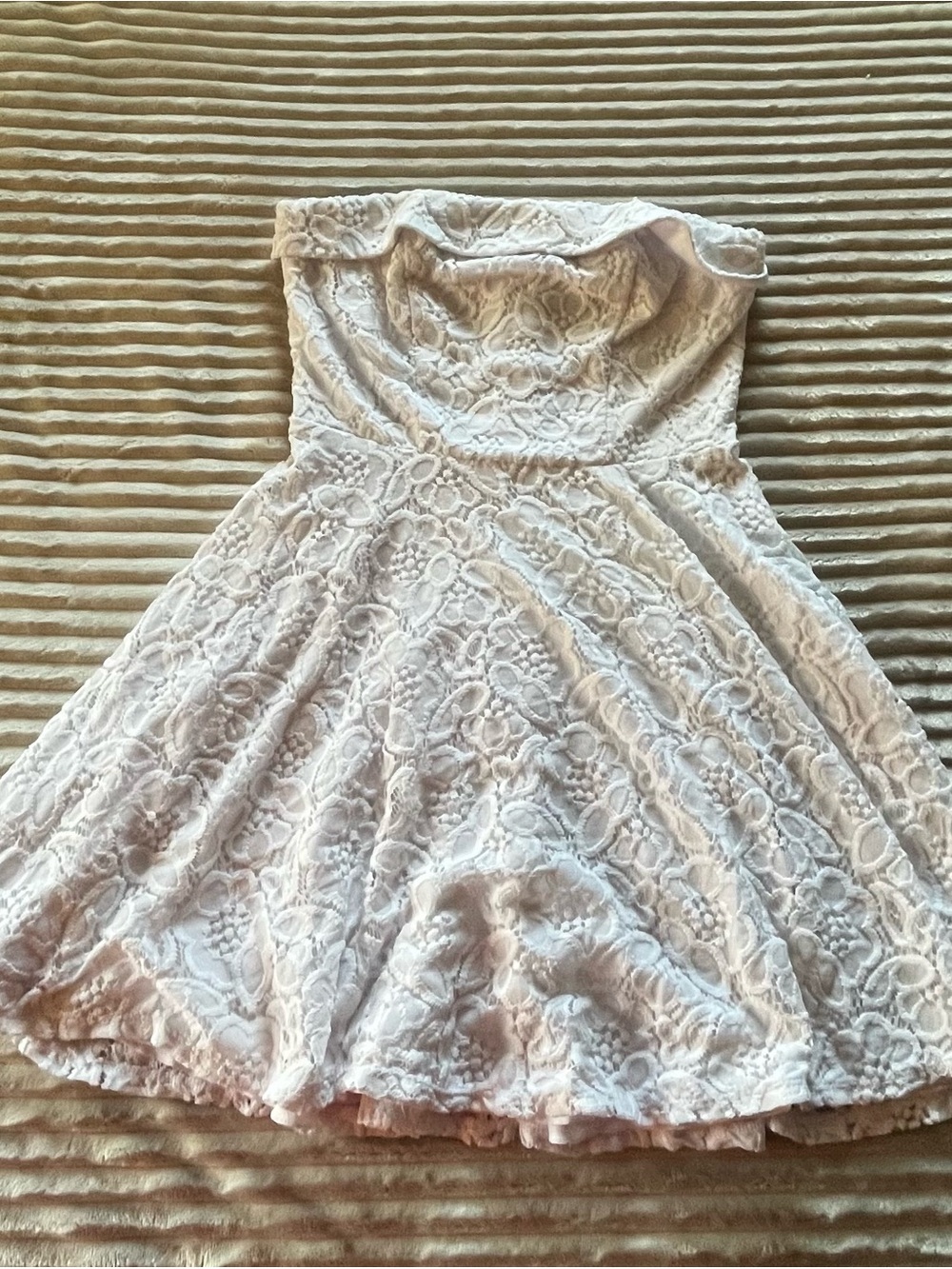 City Studio white floral lace strapless mini dress ♡